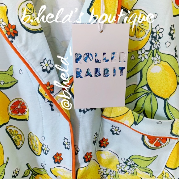 Roller Rabbit Citrus Hearts Polo Pajamas in Light Blue Size S Brand New NWT - Picture 4 of 17